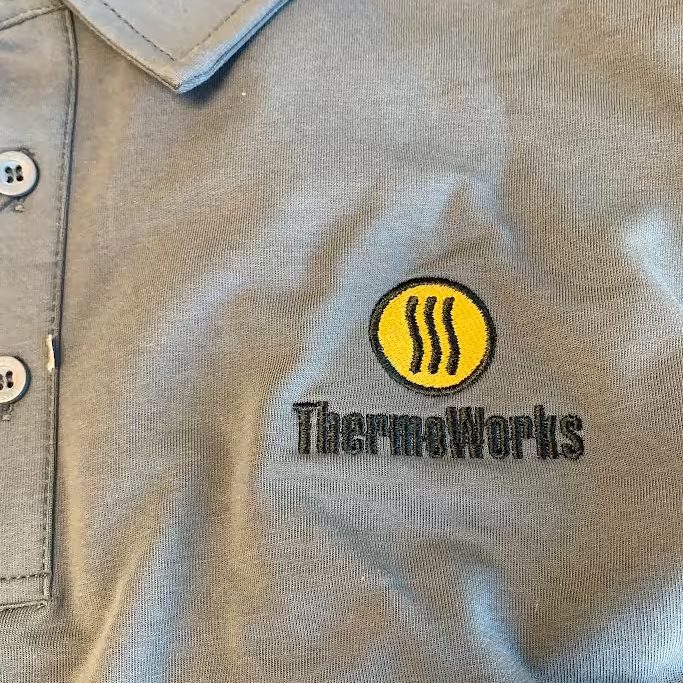 Embroidered ThermoWorks logo on a polo